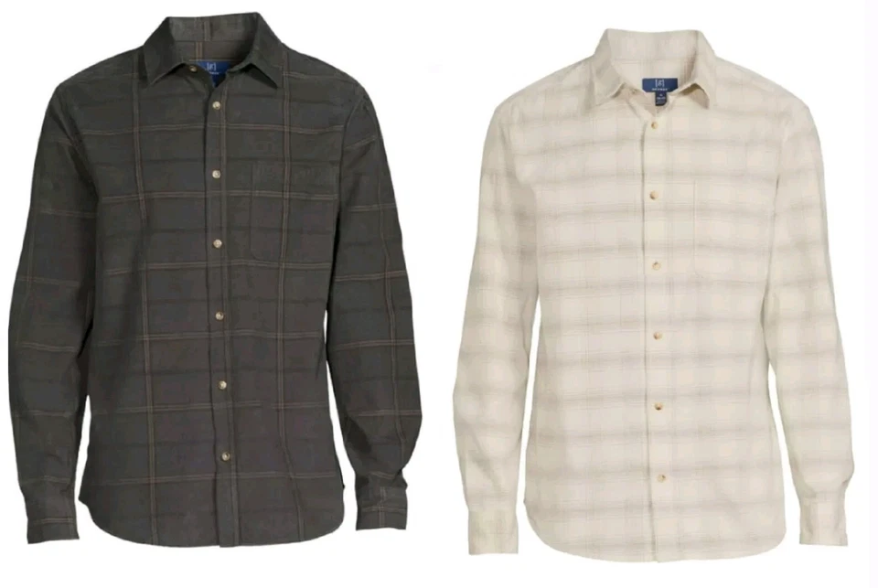 Camisas de pana George para hombre elige color manga larga algodón con botones delanteros: 2XL-3XL Foto 1 de 1