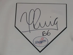 YASIEL PUIG SIGNED HOME PLATE LOS ANGELES DODGERS AUTOGRAPHED FULL SIGNATURE - Picture 1 of 1