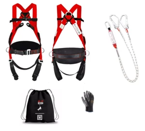 Hebebühnen Sicherung 3P Profi Auffanggurt Gurt + Y- Falldämpfer Fallschutz  - Picture 1 of 4