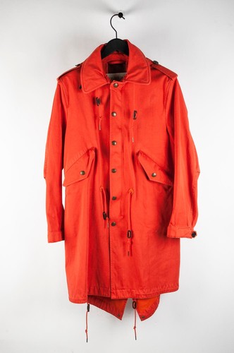 Parka uomo Burberry Brit originale cappotto con cappuccio rosso taglia L H3266