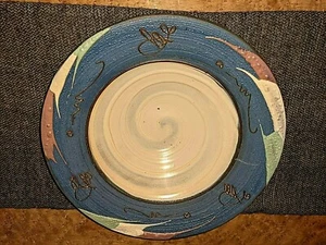 Vintage Studiokeramik 12" Sockel Schüssel braun, blau schön, creme - Bild 1 von 8
