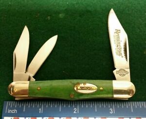 Remington Handmade Cutlery Split back whittler knife, smooth green bone handle $