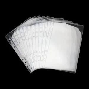 A5 Binder Pockets 12pcs Clear PVC Binder Pouches 6 Holes Zipperless Side Open... - Picture 1 of 6