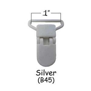100 Plastic Pacifier Soother Dummy Binky Suspender Toy Holder Clips - 1" Silver - Picture 1 of 3