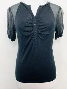 Women's BCBGMAXAZRIA  Black Knit Sheer Blouse, Top sz Large - Picture 1 of 4