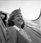 Pan American Airways Stewardess Greets Boarding Passengers 1947 OLD PHOTO 4