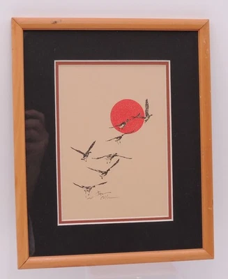 James Pollock Patos en Vuelo Estampado Enmarcado De Colección Años 70 Firmado a Mano Dakota del Sur Foto 1 de 4
