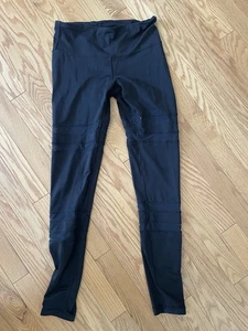 Ivivva By Lululemon Leggings Youth 14, Black With Sheer Panels - Picture 1 of 4