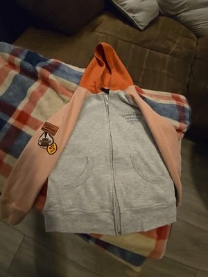 Sudadera con capucha Harley-Davidson tejida con cremallera en bloques de color para niñas pequeñas - rosa y gris Foto 1 de 3