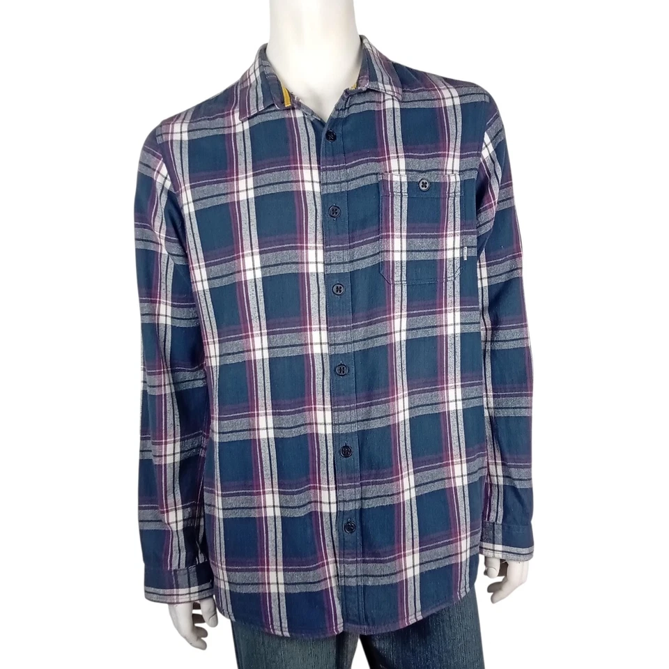 BILLABONG mens size XL shirt blue check slim fit flannel long sleeve layering - image 1 of 4