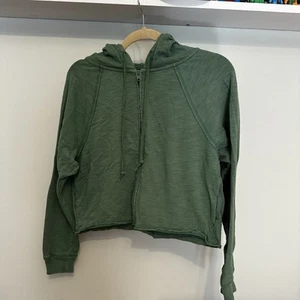 Women’s PINK Victoria’s Secret Green Hodded Crop Zip Pockets Jacket Xsmall - Picture 1 of 17