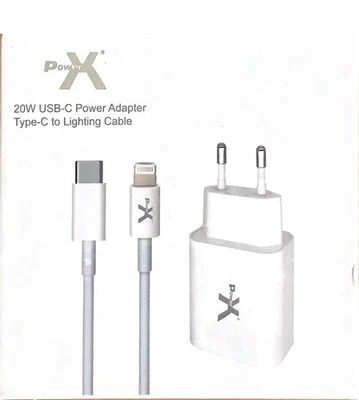Caricabatterie 20w PowerX  20W Cavo Type-C to Lighting per PHONE IPAD Air-pods - Immagine 1 di 2