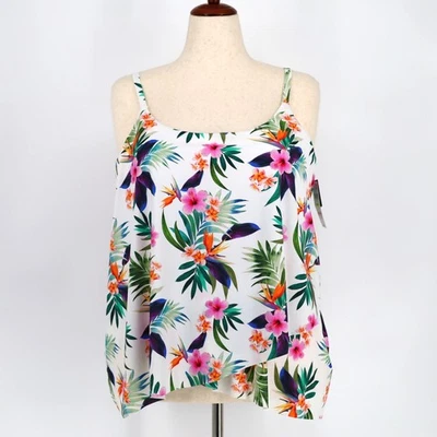 Camiseta sin mangas Island Escape para mujer blanca tropical Capetown con aros talla 18W Foto 1 de 4