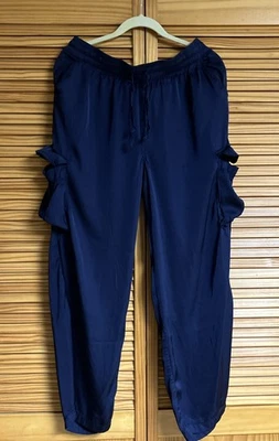 Women’s Aerie Cargo Parachute Pants Navy Blue Large - Image 1 of 3