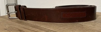 Cinturón POLO RALPH LAUREN - Hebilla de latón de cuero italiano marrón - Talla 34/85 para hombre Foto 1 de 4