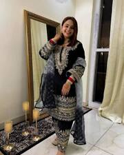 Readymade Stitched Long Black Velvet Salwar Kameez Anarkali Sequence Suit