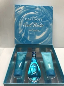Cool Water by Davidoff 3pc Set 3.4 oz Eau de Toilette Spray Women, Hard Box - Picture 1 of 4