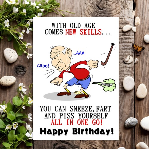 Funny Birthday Card Rude Joke Humour for Him Men Male - New Skills ...