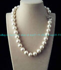 Genuine 12mm White South Sea Shell Pearl Round Beaded Necklace 18'' Heart Clasp