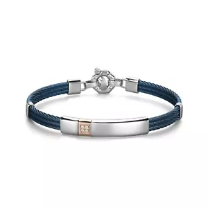 BARAKA Bracciale Uomo Acciaio, Blu Pvd, Oro Rosa 18 kt, Diamanti BR36112 7,48 in - Foto 1 di 7