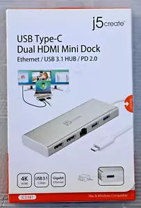 Adaptador mini base HDMI doble USB tipo C j5create JCD381 | envío gratuito - Imagen 1 de 2
