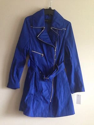 NUEVO CON ETIQUETAS Marc New York Chaqueta Abrigo de Lluvia Trench Azul Mujer Pequeño S $250 Andrew Marc Foto 1 de 3