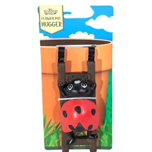 Garden Collection Climbing Ladybug Flowerpot Hugger Resin Metal 5.5-in Red Black - Picture 1 of 3