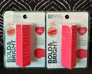 2pk BEAUTY INTUITION BOLD & BRIGHT JUICY CHERRY PINK RICH CREAMY SMOOTH LIPSTICK - Picture 1 of 11