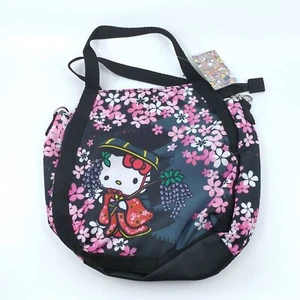 Sanrio Characters Hello Kitty Kimono Shoulder Bag Purse Black Floral NWT - Picture 1 of 13