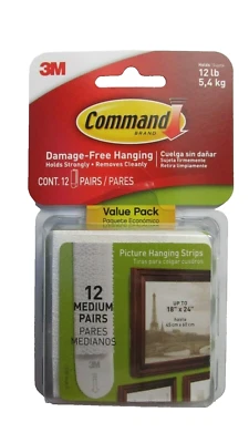 Tiras colgantes Command Picture.  Paquete de 12 pares medianos #17204-12ES NUEVO Foto 1 de 2