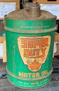 BH1497 Supertest 5 Gal Super Duty Motor Oil Can w/ Wooden Handle - Picture 1 of 7