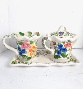 Mariam's Garden Sugar & Creamer Tray Coffee Set Cottage Core Farm House - Picture 1 of 3