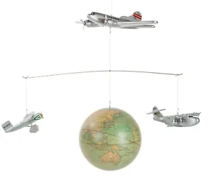 Airplane & Seaplane Globe Mobile Nursery Around the World Hanging Aviation Decor