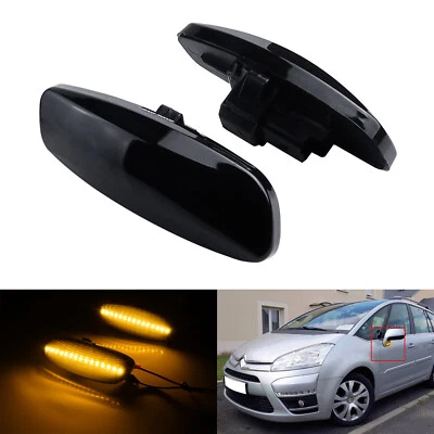 Gelb LED Blinker Seitenblinker Schwarz Linse Für Citroën DS3 C4 Peugeot 3008 I - Bild 1 von 4