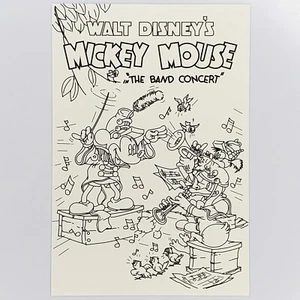 Mickey Mouse Postcard Donald Duck Disney Japan Coloring Book The Band Concert - Picture 1 of 2