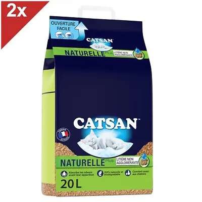 CATSAN Naturelle Plus Litière Végétale Pour Chat 2x20L • 43.99€