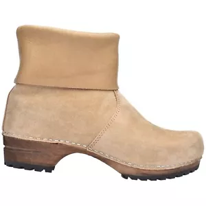 Sanita 'Sussi' Roll-top Suede Clog Boots in Nature (477110) - Wooden - Picture 1 of 2