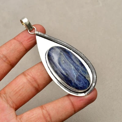 Colgante de joyería de plata de ley 925 hecho a mano con piedras preciosas de sodalita de 2,99" Foto 1 de 4