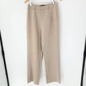 Pretty Little Things Women Pants Tan Dress Woven Straight Leg Trousers Sz 10 - Picture 1 of 12