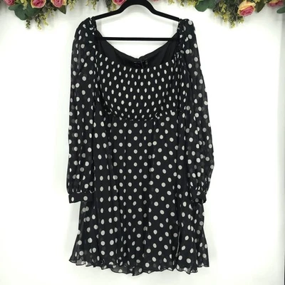 ASOS изгиб дизайн длинным рукавом в горошек платье размер 18 новый с Ярлыками - Изображение 1 из 4