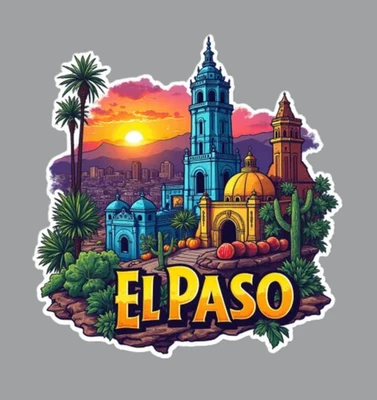 TEXAS HART DESIGNS El Paso Texas Fridge Magnet or Laptop Sticker