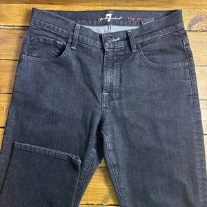 7 For All Mankind Jeans Men’s 30x28 (Hemmed) Black The Straight Preppy Stretch - Picture 1 of 10