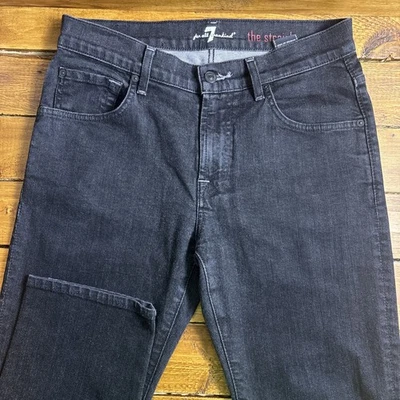 7 For All Mankind Jeans Men’s 30x28 (Hemmed) Black The Straight Preppy Stretch - Image 1 of 4