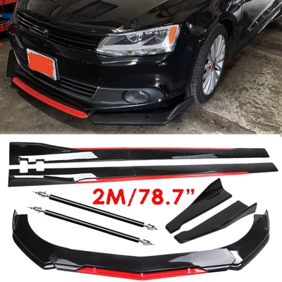 Front Bumper Lip Splitter Spoiler Glossy Black Red Body Kits For Volkswagen EOS - Image 1 of 4