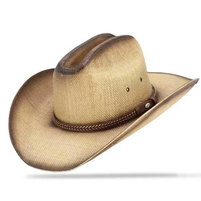 Sombrero de Vaquero Occidental para Mujer y Hombre, Unisex Ala Ancha Grande Sombrero de Vaquera Caqui Foto 1 de 4