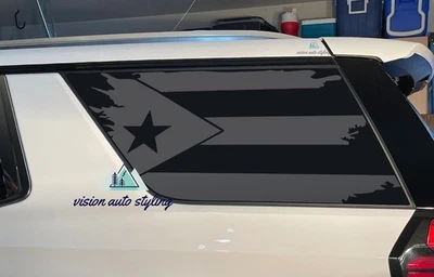 Se adapta a GMC Yukon 2021-2025 cuarto de ventana envejecida bandera de Puerto Rico calcomanía Foto 1 de 4