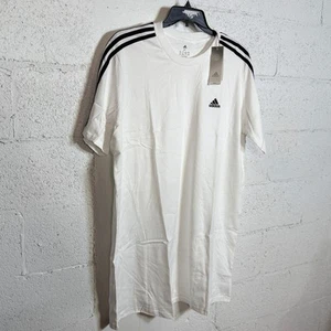 Adidas Plus Size Essentials 3-Stripes Boyfriend T-Shirt Dress - White/black 2X - Picture 1 of 7