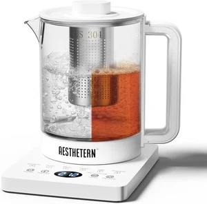 Electric Tea Kettle With Infuser, 1.5L Glass Water Boiler With Temperature 24H - Picture 1 of 12
