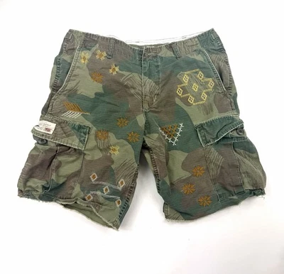 Denim & Supply Ralph Lauren Shorts Mens 31 Olive Cargo Camo Pockets Raw Hem - Image 1 of 4