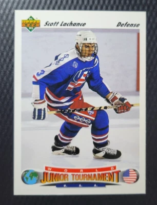 1991-92 Upper Deck World Junior Tournament SCOTT LACHANCE Team USA Card #692 - Image 1 of 2
